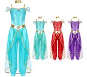 Disfraz de niña, disfraz de princesa árabe, disfraz de Cosplay, disfraz de fiesta de Halloween para niños 5-6 Years verde