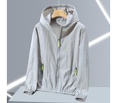 Rompevientos de verano para hombre, ropa de protección solar de gran tamaño, ropa de calle ultrafina de estilo coreano, chaquetas con capucha y cremallera para hombre 7XL gris