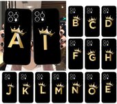 Funda de teléfono con letras y corona dorada para iPhone 15, 14 Pro Max, 13, 12, 11 Pro Max, XSMax, XR, 12, 13 mini, 14 Plus iPhone 13ProMax