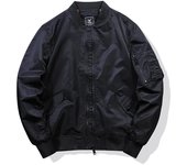 Chaqueta bomber MA1 para hombre, informal, de béisbol, de talla grande, para trabajo, con cuello alto, fina M negro