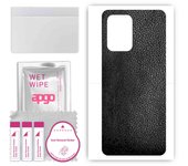 apgo Protective Skin Sticker for the back compatible with Xiaomi Redmi Note 11T Pro+, Wrap Film, Foil, Vinyl - Pattern Black Leather