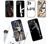 Funda para teléfono con balas de pistola AK47 para iPhone 11, 12, 13, 14, 15 Pro Max Plus, 12, 13 Mini, 7, 8 SE, X, XR, XS MAX iPhone 15Pro MAX