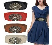 Pretina Vintage para mujer, cinturón ancho de Metal de Color sólido, vestido, falda, decoración de ropa blanco