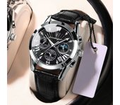 Reloj de marca de lujo para hombre, resistente al agua, luminoso, calendario, reloj de pulsera de cuarzo, de cuero, de moda para negocios.
