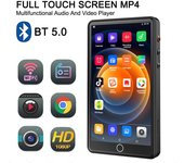 Reproductor MP4 portátil WiFi con cámara Memoria de 16 GB Bluetooth 5.0 Pantalla táctil completa Radio FM/Navegador/Fotógrafo/Reproductor de música 16GB negro