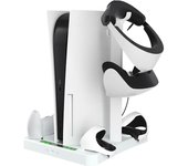 Soporte de refrigeración para consola de juegos PS5, estante de almacenamiento de discos de juegos, soporte para auriculares, controlador de juegos, soporte de carga