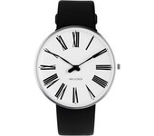 Reloj ARNE JACOBSEN 40mm Diseño escandinavo Diseño diario Resistente al agua Sin segundero STATION Cuero blanco y negro (Mano tranquila) 53302-2001 negro