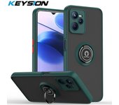 Funda mate KEYSION a la moda para Realme C35, funda trasera transparente a prueba de golpes con anillo para teléfono OPPO Realme 9 5G 9 Pro + Plus for Realme C35 negro