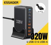 Essager Cargador rápido de escritorio GaN de 320 W con 8 puertos USB tipo C PD para iPhone 16, 15, 14, 13, Huawei, Samsung, Xiaomi, portátil, iPad UK Plug