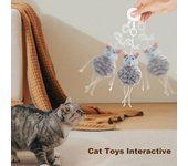 Juguete interactivo para gatos, juguete seguro de peluche con forma de ratón y cuerda elástica para colgar, juguete para gatos con hierba gatera para hacer ejercicio en interiores gris