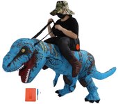 Disfraz inflable de dinosaurio para adulto, impermeable, para montar en el T-Rex, divertido disfraz inflable para Halloween. azul