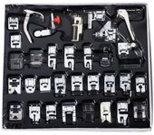 Juego de 32-52 prensatelas para máquina de coser, para Brother Singer, kit de trenzado, puntada invisible, overlock, cremallera, regla, piezas