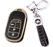 for Honda Key Fob Cover with Keychain,Car Key Shell Protector Holder 5 Buttons for 2022 2023 2024 Honda Accord Civic HR-V CR-V Pilot Odyssey,Soft TPU