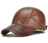 Gorra de béisbol de cuero genuino de piel de vaca de alta calidad, gorra de camionero Snapback de invierno para hombre 56-60cm marrón claro