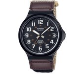 Reloj Casio Standard analógico de cuarzo con correa de tela y esfera negra MW-240B-5BV para hombre negro