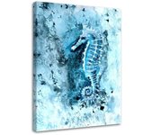 Cuadros en Lienzo Caballito de mar pintado de azul 40x60 azul