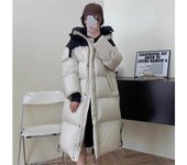 Chaqueta larga hasta la rodilla de otoño e invierno para mujer, chaqueta con capucha holgada y gruesa M negro
