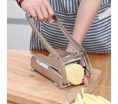 Cortador de patatas de acero inoxidable, máquina cortadora de patatas fritas para cocina, cortador Manual de verduras, utensilios de cocina plata