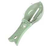 Escalador de pescado, práctico limpiador eliminador de escamas de pescado, raspador con forma de pez con contenedor de almacenamiento para cocina casera blanco
