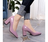 Mujer Tacones Altos Señora Charol Grueso con Otoño Zapatos Puntiagudos Sandalias Femeninas 35 rojo