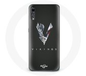 Coque pour Huawei P20 Pro Vikings Série Saison 6 logo V Epée Gris Fond Noir