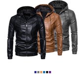 Chaqueta de cuero sintético grueso para hombre, nueva chaqueta de invierno de talla grande, estilo británico, con capucha M