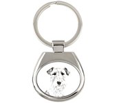 Fox Terrier Wire - keychain with a dog, keychain with a print, personalized pendant from the Art-Dog brand plata