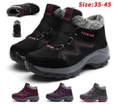 Botas de nieve cálidas para hombre y mujer, zapatos de algodón para invierno, nieve antideslizante, botas de piel cálidas para exteriores, calzado peludo cálido e impermeable, zapatillas cálidas 35 negro