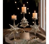 1 candelabro de hierro forjado dorado para Navidad, candelabro con forma de estrella y alce para árbol de Navidad, decoración de mesa para Año Nuevo y Feliz Navidad