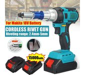 Pistola remachadora eléctrica sin escobillas 10000N, pistola para tuercas de remaches inalámbrica, herramienta de remachado, destornillador de 2,4-5mm para batería Makita de 18V 1*Battery