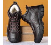 Botas de nieve de invierno para hombre, cálidas y afelpadas, botines de cuero impermeables, antideslizantes, para senderismo y exteriores, zapatillas de deporte 44 38 negro