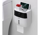 Soporte de papel higiénico impermeable, soporte para toallas de papel de plástico, estante de baño montado en la pared, caja de almacenamiento, portarrollos de baño portátil color rosa