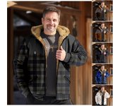 Chaqueta con estampado de invierno para hombre Chaqueta con capucha y cremallera de tendencia informal para hombre M marrón