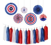 Flecos y paraguas azules, rojos y blancos para fiesta temática de béisbol, baby shower, 7.4 Día de la Independencia, Día de los Veteranos, decoración para fiesta de graduación One Size