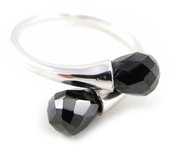 Bague Argent 'Caresse' Noir argenté (rhodié) - 10 mm 52 negro