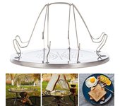 Tostadora de camping de acero inoxidable para 4 rebanadas de pan, para picnic, senderismo, portátil plata