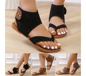 Novedad de verano, zapatos de Clip dedos de gran tamaño para mujer, ropa de exterior, Sandalias planas de ocio para playa 40 negro