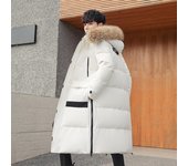 Chaqueta de plumón para hombre, de grosor medio y largo, de invierno extremadamente frío, con cuello de piel de gran tamaño, nueva para invierno S blanco