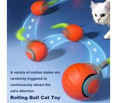 Juguete interactivo para gatos con forma de bola rodante, con activación táctil, automático, con cola de peluche, recargable, para gatos de interior azul