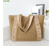 Bolso de mano tejido de paja para mujer, bolso de playa de verano, bolso de mano tejido de gran capacidad, bolso de hombro tejido, bolso de mano tejido CHINA
