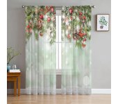 Cortinas de tul con copos de nieve y temática navideña de invierno para decoración de sala de estar, dormitorio, cocina, cortinas de gasa transparente para ventana W135 x H115cm x1&Rod Pocket