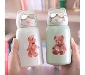 Termo infantil de acero inoxidable con pajita: botella de agua duradera y portátil para niños y niñas. 500ml púrpura