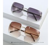 Gafas de sol Retro sin montura Y2k para mujer, gafas de sol rectangulares con diamantes de imitación y mariposa, gafas de sol Vintage para viaje y playa