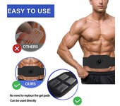 Estimulador muscular Abdominal para el cuerpo, cinturón de Fitness EMS, cinturones electrónicos de tonificación adelgazante, soporte de cintura para Abdomen, telas OK negro