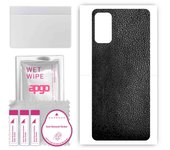 apgo Protective Skin Sticker for the back compatible with Xiaomi Redmi Note 10T, Wrap Film, Foil, Vinyl - Pattern Black Leather