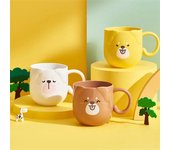 Taza de café con leche para niños de 300 a 400 ml con asa, taza de plástico resistente al calor, taza para enjuague bucal y cepillo de dientes con dibujos animados 301-400ML