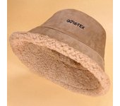 Sombrero de pescador de felpa de cordero de doble cara para mujer, gorro de pescador cálido de tendencia japonesa para otoño e invierno, sombrero de Bordado de letras informal 56-58cm blanco