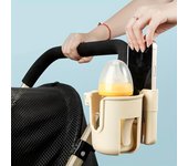 Portavasos universal 2 en 1 para cochecito con soporte para teléfono, portabotellas universal para silla de ruedas, niño pequeño y accesorios. negro