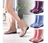 Botas de lluvia hasta la mitad de la pantorrilla para mujer, zapatos de plataforma de goma, zapatos de lluvia a la moda para exteriores, botas para mujer, botas de trabajo impermeables para mujer 36 púrpura