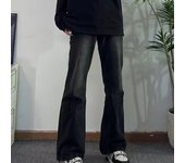 Pantalones vaqueros rectos desgastados estilo hip pop para hombre, pantalones casuales holgados, pantalones deportivos de calle. S negro